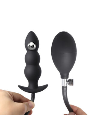 Phích cắm hậu môn bơm hơi silicone chuỗi bi - 3 hạt (có bi bên trong)