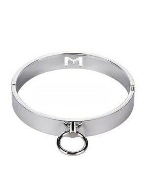 Vòng cổ BDSM inox bản dày - Chữ M 14cm