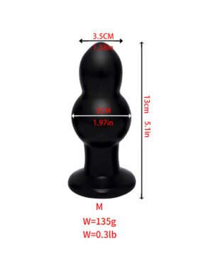 Phích cắm hậu môn hồ lô 2 nấc - M, Đen