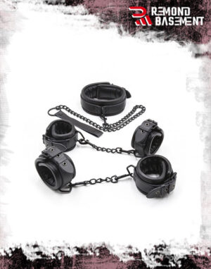 Set 3 món còng tay chân cổ full đen