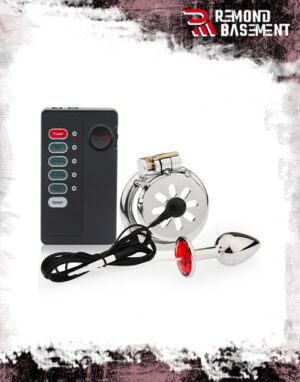 Set 2 món xung điện e-stim khoá dương vật và phích cắm hậu môn inox