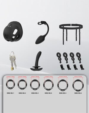 Set khóa dương vật có rung kèm phích cắm hậu môn và đai đeo - Khoá rung + Plug rung